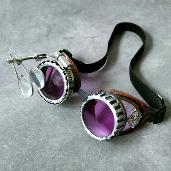 Elegant Maxbell Fashion Steampunk Glasses Ocular Loupe Photo Prop Colored frame Sunglasses Purple Classic