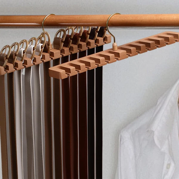 Premium Maxbell Organizer Storage Rack Portable Scarf Holder Belt Hanger for Household Light Brown Original Design