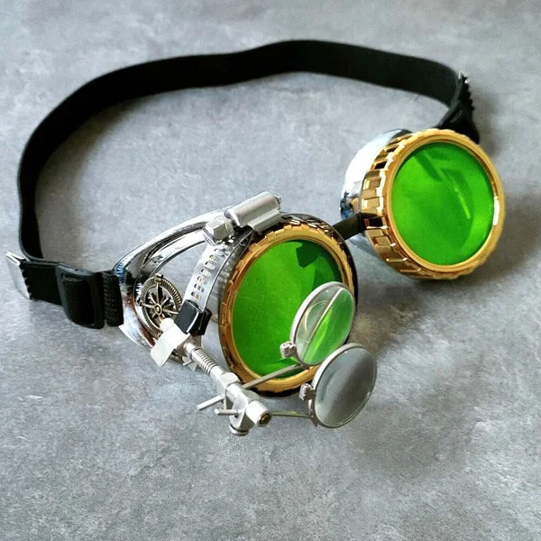 Consistent Maxbell Fashion Steampunk Glasses Ocular Loupe Photo Prop Colored frame Sunglasses Green Efficient