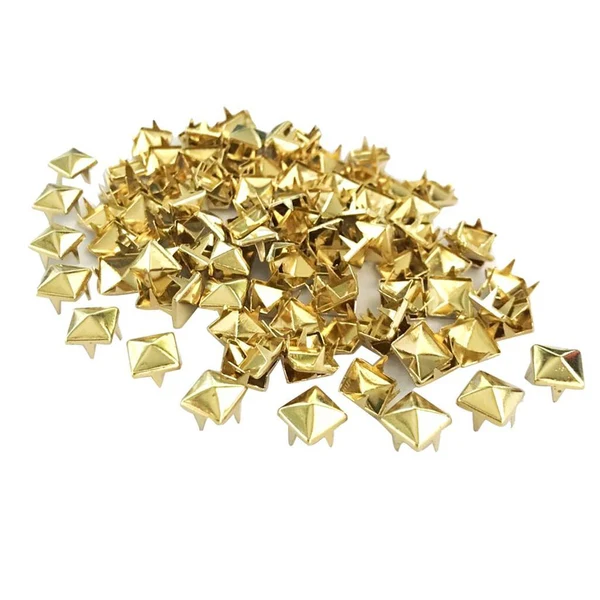 Versatile Maxbell 100pcs Square Pyramid Rivet Metal Studs Leathercraft DIY Gold Sustainable