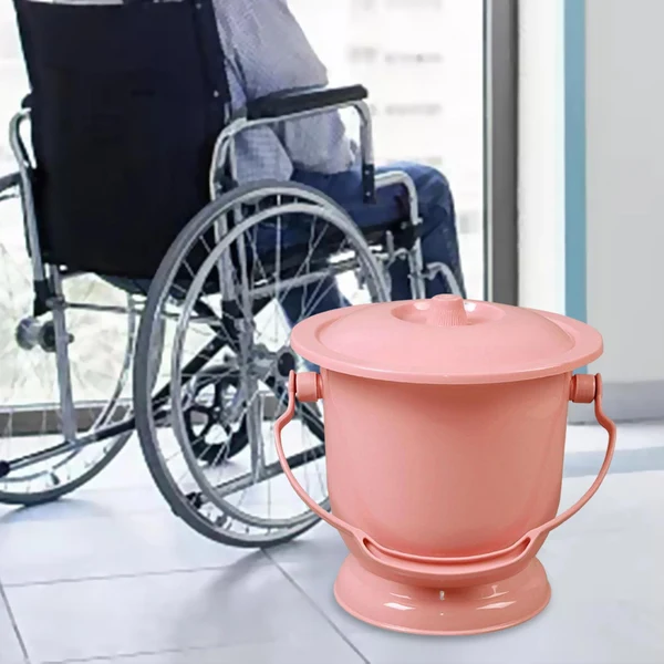 High-Quality Maxbell Chamber Pot with Lid Bedpan Spittoon Indoor with Handle Urine Bucket Pink Sustainable