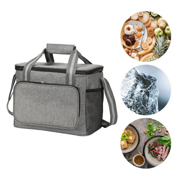 Exceptional Maxbell Lunch Waterproof Bag Tote Oxford Cloth Picnic Tote for Office Picnics Gray Environmentally Friendly