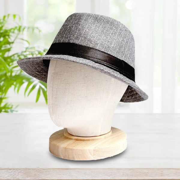 Recyclable Maxbell Linen Manikin Head Wigs Display Stand Model with Wooden Base Practical Outstanding
