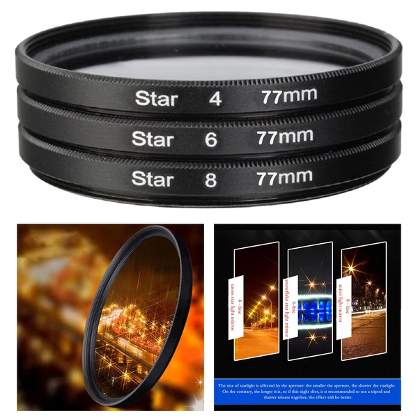 Contemporary Maxbell 3Pcs Camera Lens filter with bag 4 6 8 Points Slim 77mm High-Quality