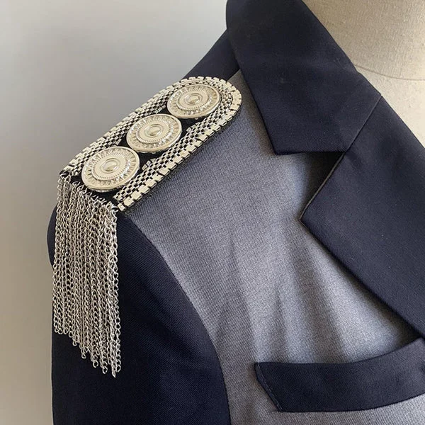 World-Class Maxbell Tassel Epaulet Costume Accessory for Formal Suit Graduation Performance Silver Outstanding