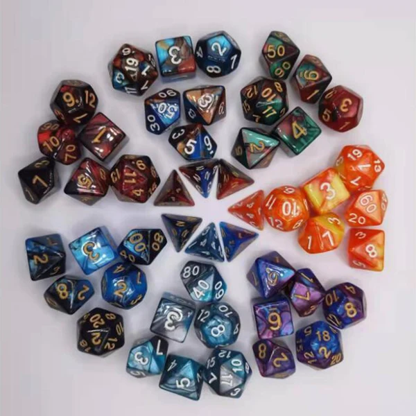 Secure Maxbell Engraved Polyhedral Dices Set Toys Math Teaching Colored 49 Pieces for KTV Environmentally Friendly