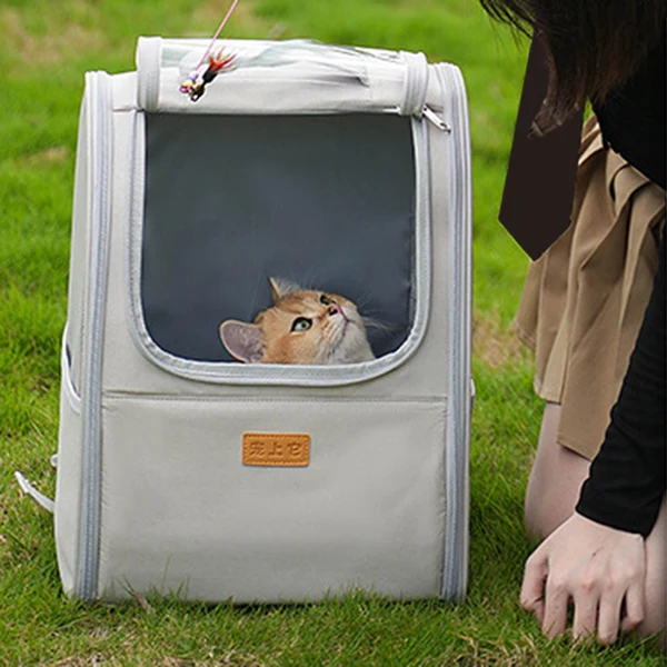 First-Class Maxbell Cat Pet Puppies Backpack Transparent Window Collapsible Outdoor White Sophisticated