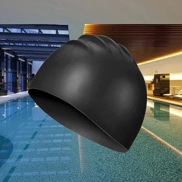 Enhanced Maxbell Swimming Caps Silicone Swim Hat Durable Waterproof Long Hair Unisex Black Green