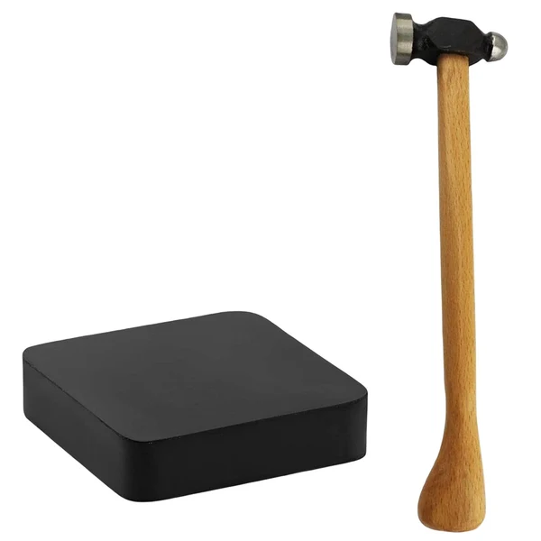 Official Maxbell Small Mallet with Square Black Rubber Bench Block Crafts Jewelry Tools Kit Relaxed