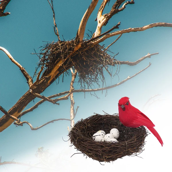 Safe Maxbell Nature Artificial with Eggs Decorative Bird Cage for Wedding red Consistent