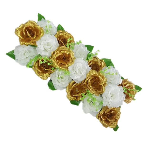 High-End Maxbell Arch Rose Flower Panel Table Runner Bouquet for Wedding Golden and White Original Design