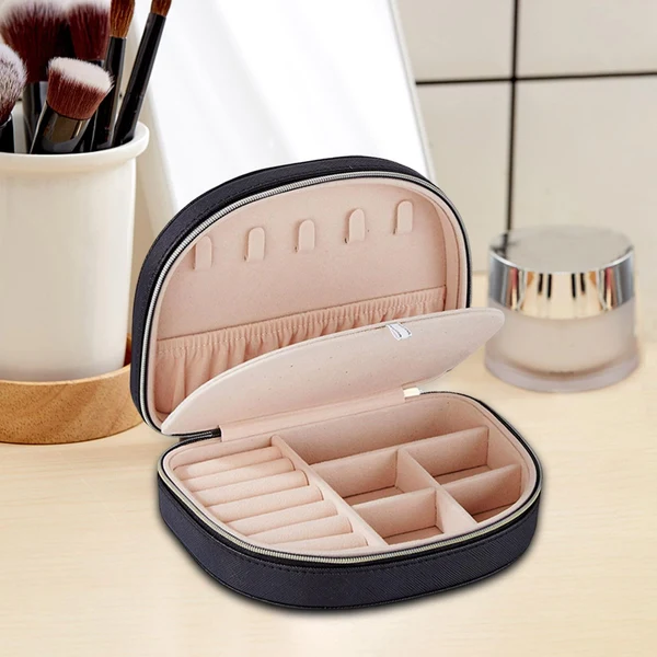 Premium Material Maxbell Jewelry Case Removable Tray Portable Jewelry Bag for Bracelet Bead Rings Black Classic