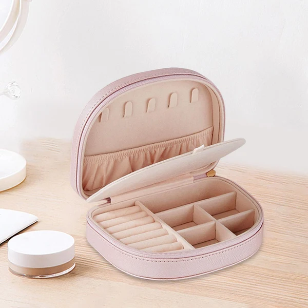 Sophisticated Maxbell Jewelry Case Removable Tray Portable Jewelry Bag for Bracelet Bead Rings Pink Eco-Friendly