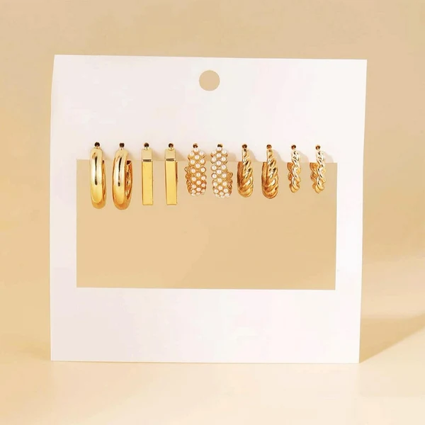 Official Maxbell Girls Metal Earrings Set Exquisite for Family daily wearing Elegant 5Pairs Reusable