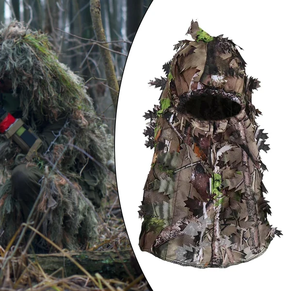 Durable Maxbell Ghillie Headwear Camouflage Leafy Hat for Halloween Cosplay Turkey Grey Optimized