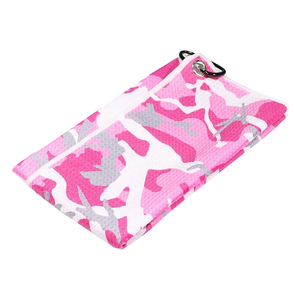 Reliable Maxbell Camo Golf Towel with Carabiner Waffle Pattern Cleaning Towels 9.5in x 16in Pink Functional