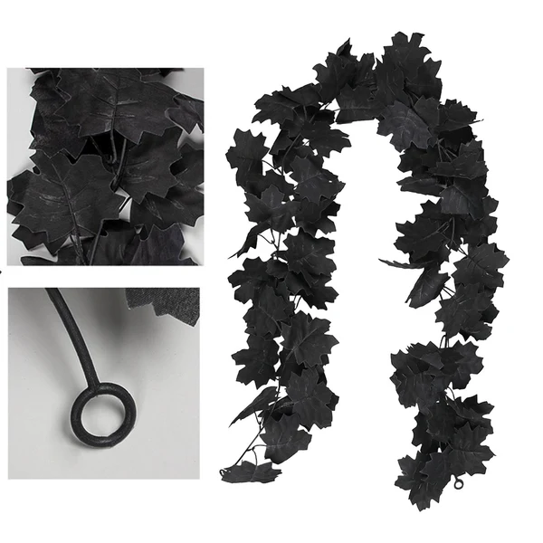 Top-Quality Maxbell Artificial Maple Leaves Garland Vine for Christmas Halloween Decor Black Powerful