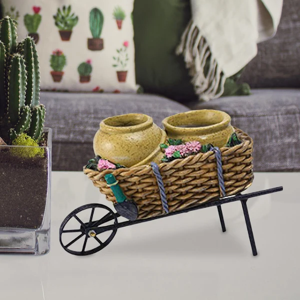 Crafted Maxbell Creative Cart Flower Pot do Old Durable for Outdoor Courtyard Ornament Yellow Flowerpot Genuine