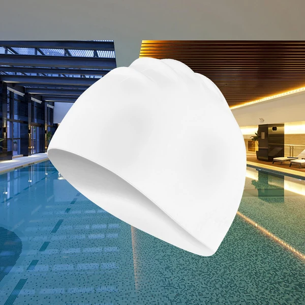 Sustainable Maxbell Swimming Caps Silicone Swim Hat Durable Waterproof Long Hair Unisex White Refined