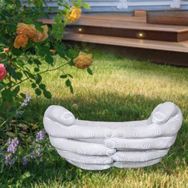 Dependable Maxbell Modern Flower Pot Cement Palm Shaped for Desk Office Tabletop 20.5cmx12cmx10.5cm Fine Crafted