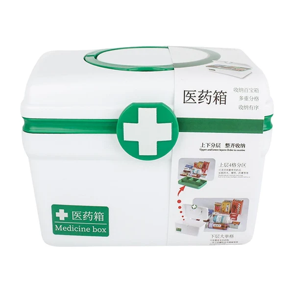 Flexible Maxbell 2 Tiers Medical Box First Aid Box Case Organizer for Hiking Office Sports Small Green Contemporary