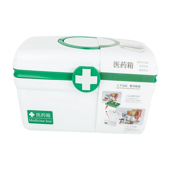 Fast Maxbell 2 Tiers Medical Box First Aid Box Case Organizer for Hiking Office Sports Big Green Comfortable