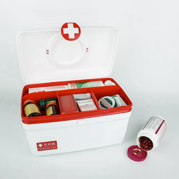 Luxury Maxbell 2 Tiers Medical Box First Aid Box Case Organizer for Hiking Office Sports Big Red Fashionable