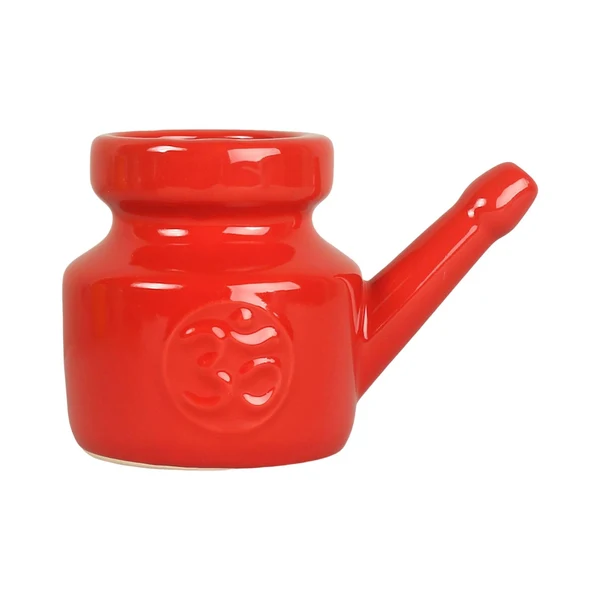 Healthy Maxbell Ceramic Neti Pot Leakproof Sinus Rinse Pot Durable for Nasal Cleansing 350ml Red Genuine