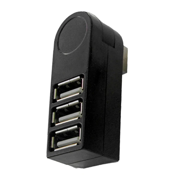 Refined Maxbell 3 Port Mini USB 2.0 Hub 270 Degree Rotatable Compact Size Portable for Mouse Black High-End