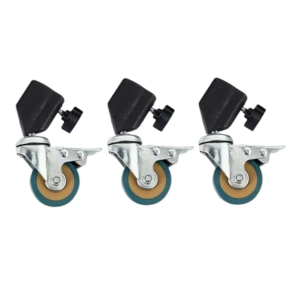 Convenient Maxbell Set of 3 Swivel Caster Wheels Work Efficiency Metal for Photography Tripods Tube 25mm Dia 2in Authentic
