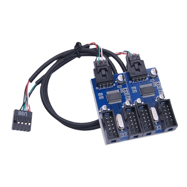 Efficient Maxbell 9 Pin USB Header Interface USB Cable Port Adapter for Computer Motherboard 1 to 4 Cable Traditional