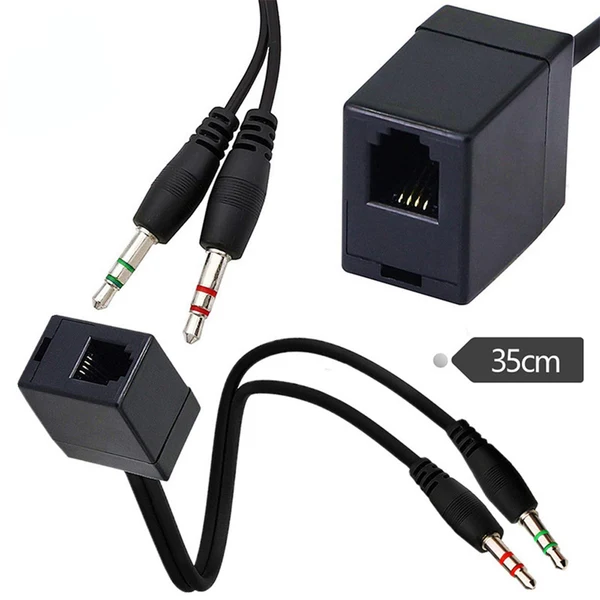 Casual Maxbell Professional RJ9 4P4C Female to Dual 3.5mm Male Adapter Cable Converter Traditional