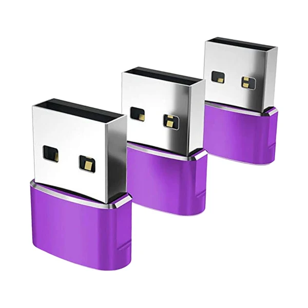 User-Friendly Maxbell 3Pcs Type-C 3.1 to USB 2.0 Adapter Plug Data Transmission for Headphones Purple Stylish