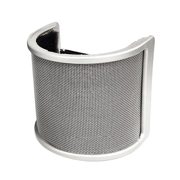 Refined Maxbell Microphone Pop Filter Handheld Mic shield U Shape for Live Broadcasting Silver with Cotton Organic