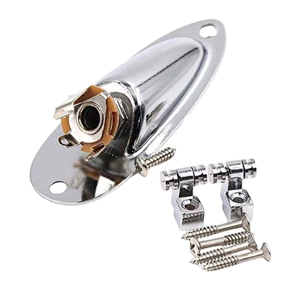 Refined Maxbell Guitar Roller String Tree and Loaded Jack Socket Plate for Electric Guitar Argent Durable