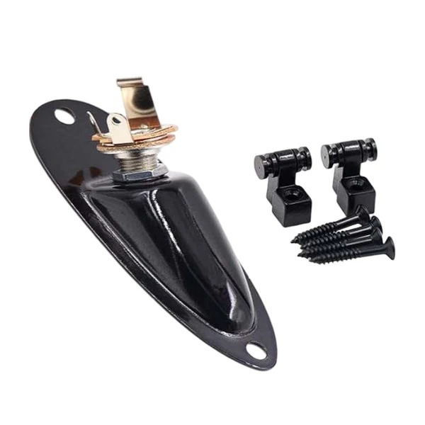 Organic Maxbell Guitar Roller String Tree and Loaded Jack Socket Plate for Electric Guitar Black Genuine
