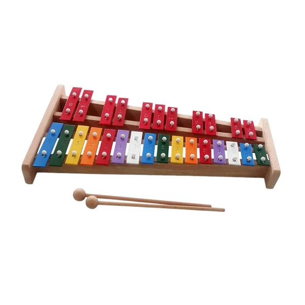 Contemporary Maxbell 27 Note Glockenspiel Xylophone Lightweight Wooden Base Aluminum Bars Compact Style A Durable