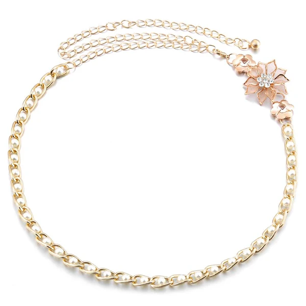 Effective Maxbell Women Wedding Dress Flower Waist Chain Belt Rhinestone Waistband First-Class