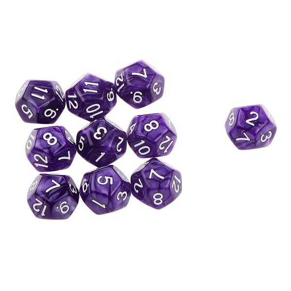 Original Design Maxbell Pack of 10pcs Pearl Purple D12 Twelve Sided Game Dice D D TRPG Games Party Supplies Functional