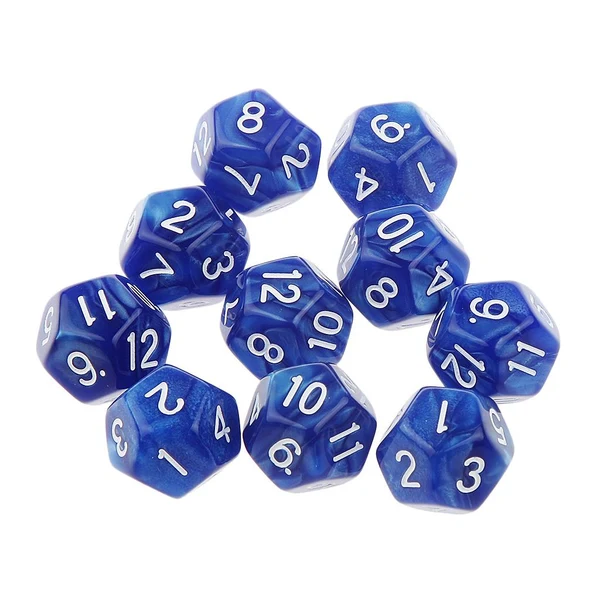 Excellent Maxbell Pack of 10pcs Pearl Blue D12 Twelve Sided Game Dice D D TRPG Games Party Supplies Versatile