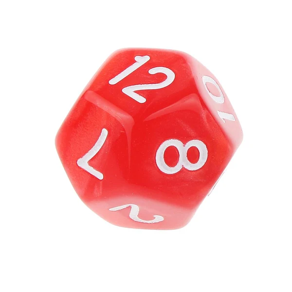 Proven Maxbell Pack of 10pcs Pearl Red D12 Twelve Sided Game Dice D D TRPG Games Party Supplies Natural