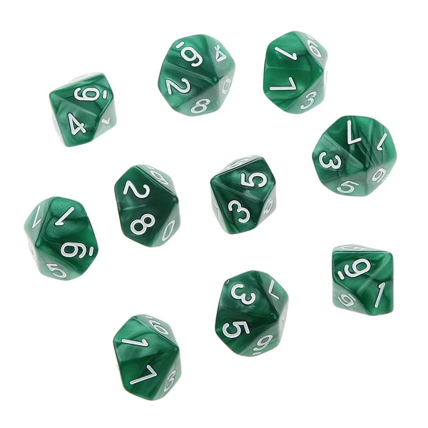 Classic Maxbell Pack of 10pcs Pearl Green D10 Ten Sided Game Dice D D TRPG Games Party Supplies Toys World-Class