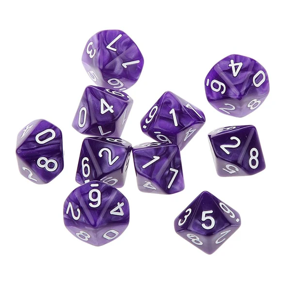 Trusted Maxbell Pack of 10pcs Pearl Purple D10 Ten Sided Game Dice D D TRPG Games Party Supplies Toys Efficient