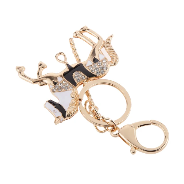 Consistent Maxbell Fashion Rhinestone Crystal Black Horse Charm Purse Bag Key Ring Keychain Keyfob Flexible