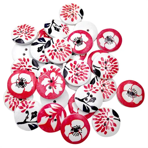 Professional Maxbell Pack of 50 Assorted Colored Wooden Buttons 2 Holes Flat Back Buttons for Sewing and Crafts 20mm Excellent