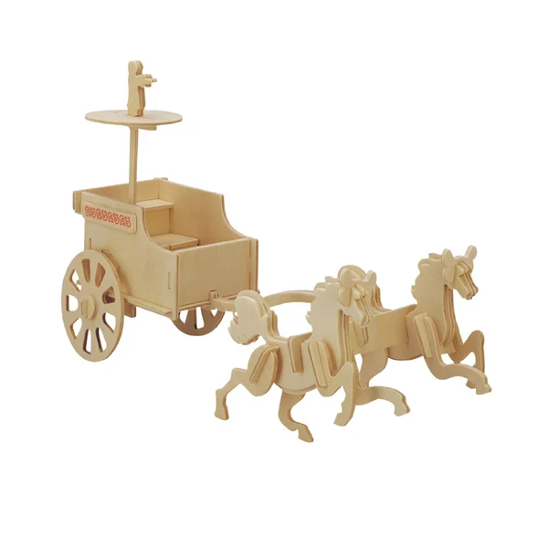 User-Friendly Maxbell 3D Wooden Puzzles Moving Model Kit DIY Ancient Fighter Carriage Puzzle Toys Gifts Carefully Designed