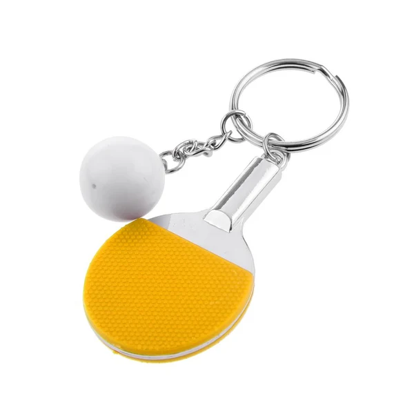 Sustainable Maxbell Mini Yellow Table Tennis w Ball Charm Pendant Purse Bag Sports Keyring Keychain Gift Long-Lasting