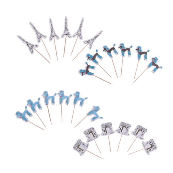 Flexible Maxbell 24pcs Cake Inserted Card Topper Pick Paris Architecture Birthday Party Decoration Premium