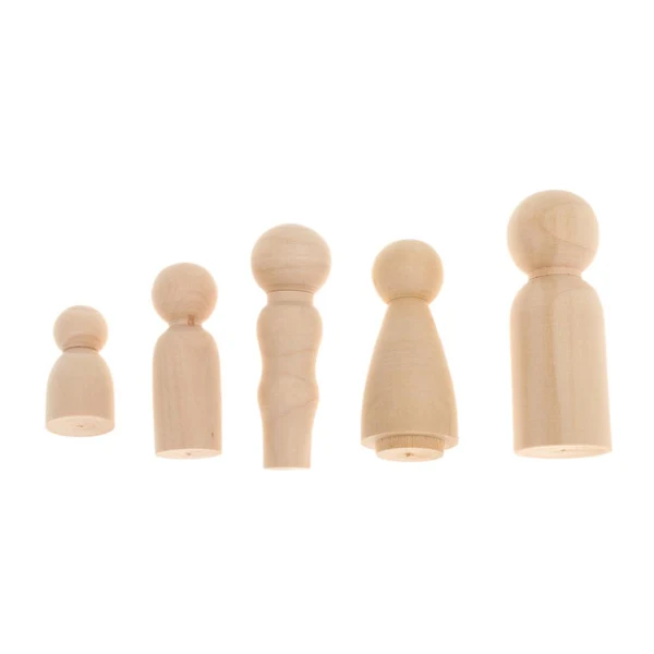 High-Quality Maxbell Set of 5Pcs Wooden Peg Dolls People Peg Dolls Wooden Family DIY Crafts Cake Topper Sophisticated