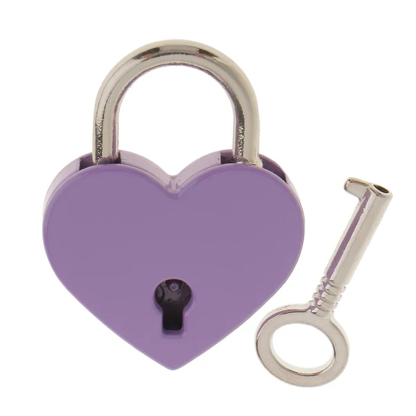 Natural Maxbell Mini Heart Shaped Padlock with Key Travel Luggage Suitcase Safety Lock Set - Purple M Smart